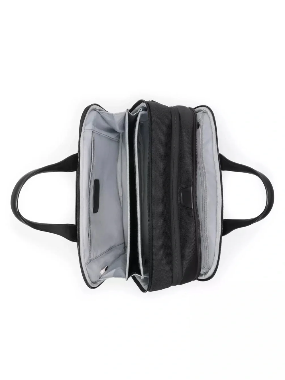 Tumi Black Nylon Briefcase with Leather Trim and Shoulder Strap